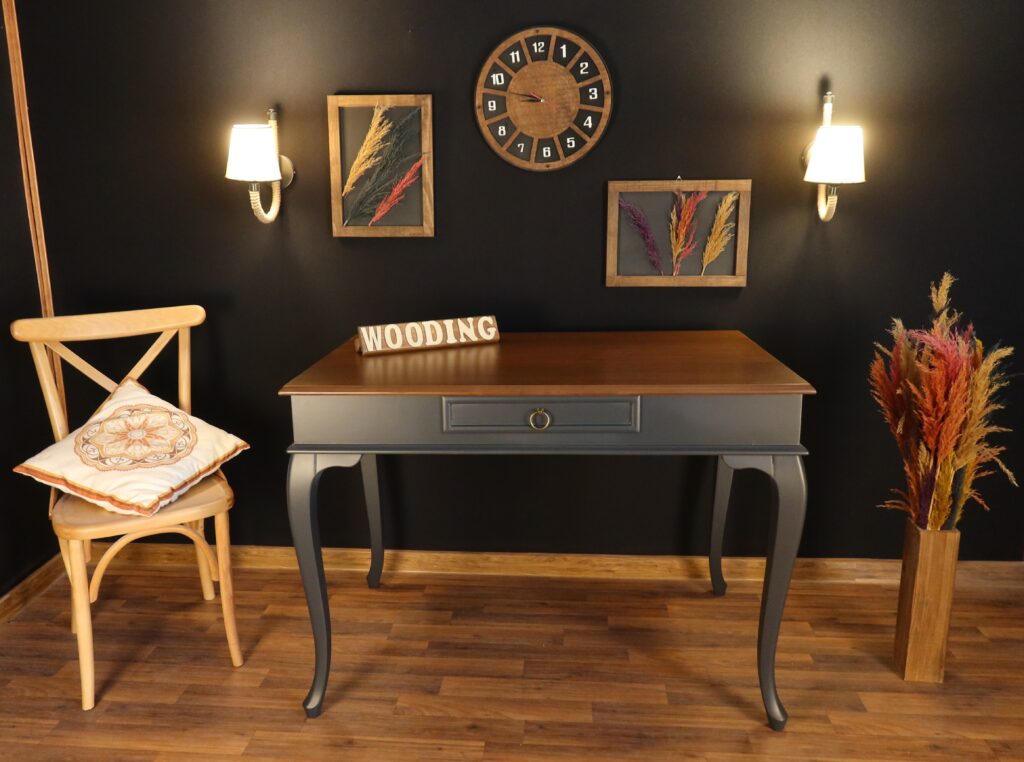 Wooding 120 Cm Masif Antrasit Ceviz Çalışma Masası - Görsel 2