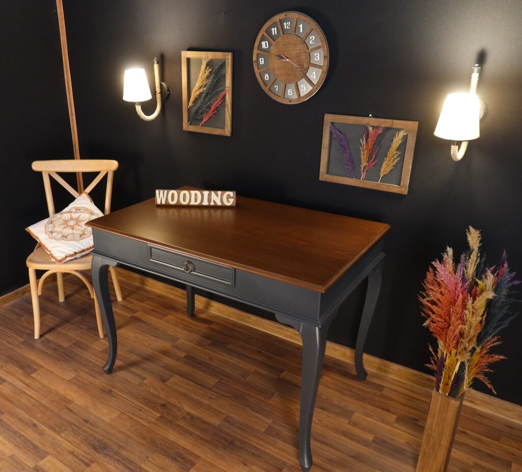 Wooding 120 Cm Masif Antrasit Ceviz Çalışma Masası - Görsel 3