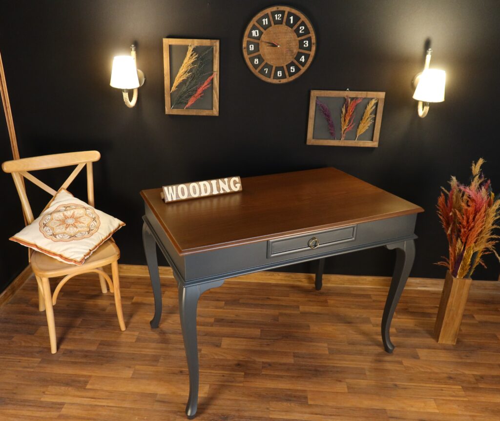 Wooding 120 Cm Masif Antrasit Ceviz Çalışma Masası - Görsel 5