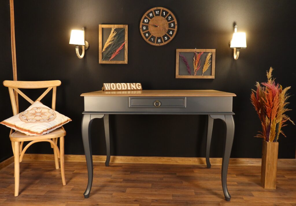 Wooding 120 Cm Masif Antrasit Naturel Çalışma Masası - Görsel 6