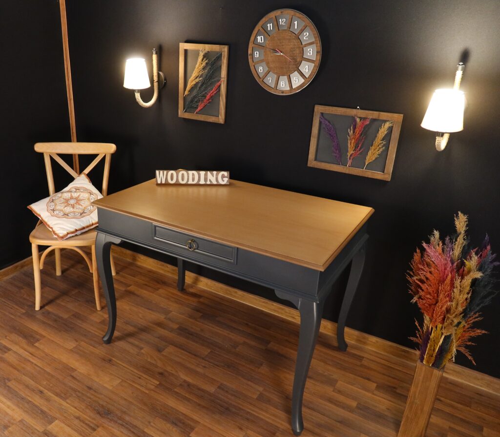 Wooding 120 Cm Masif Antrasit Naturel Çalışma Masası - Görsel 5