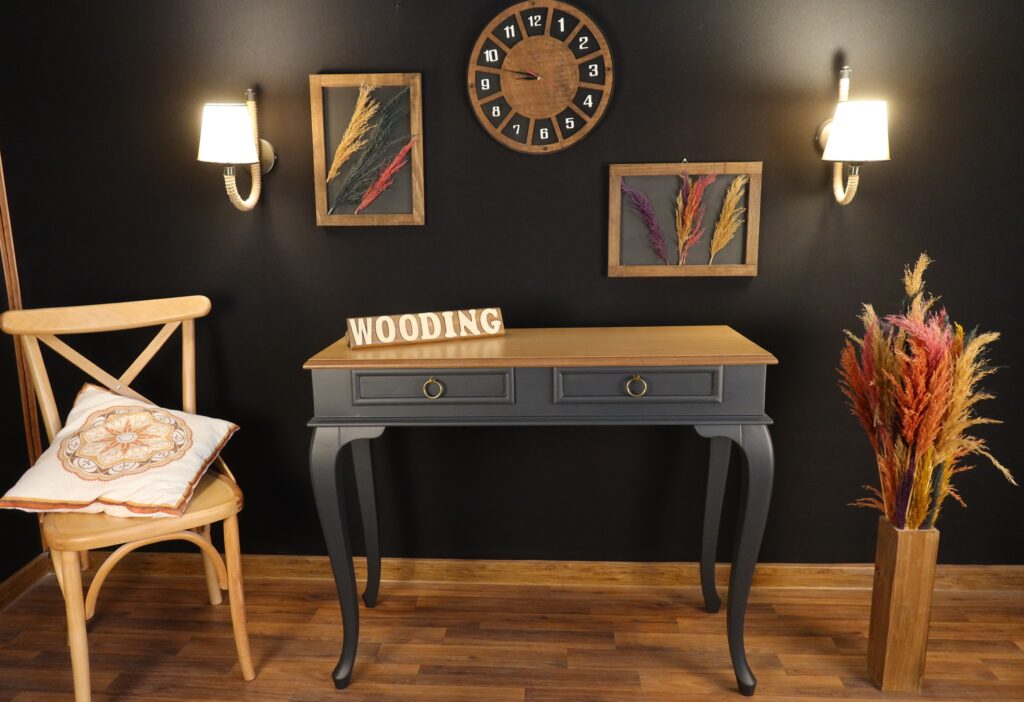 Wooding 100 Cm Masif Antrasit Naturel Dresuar - Görsel 4