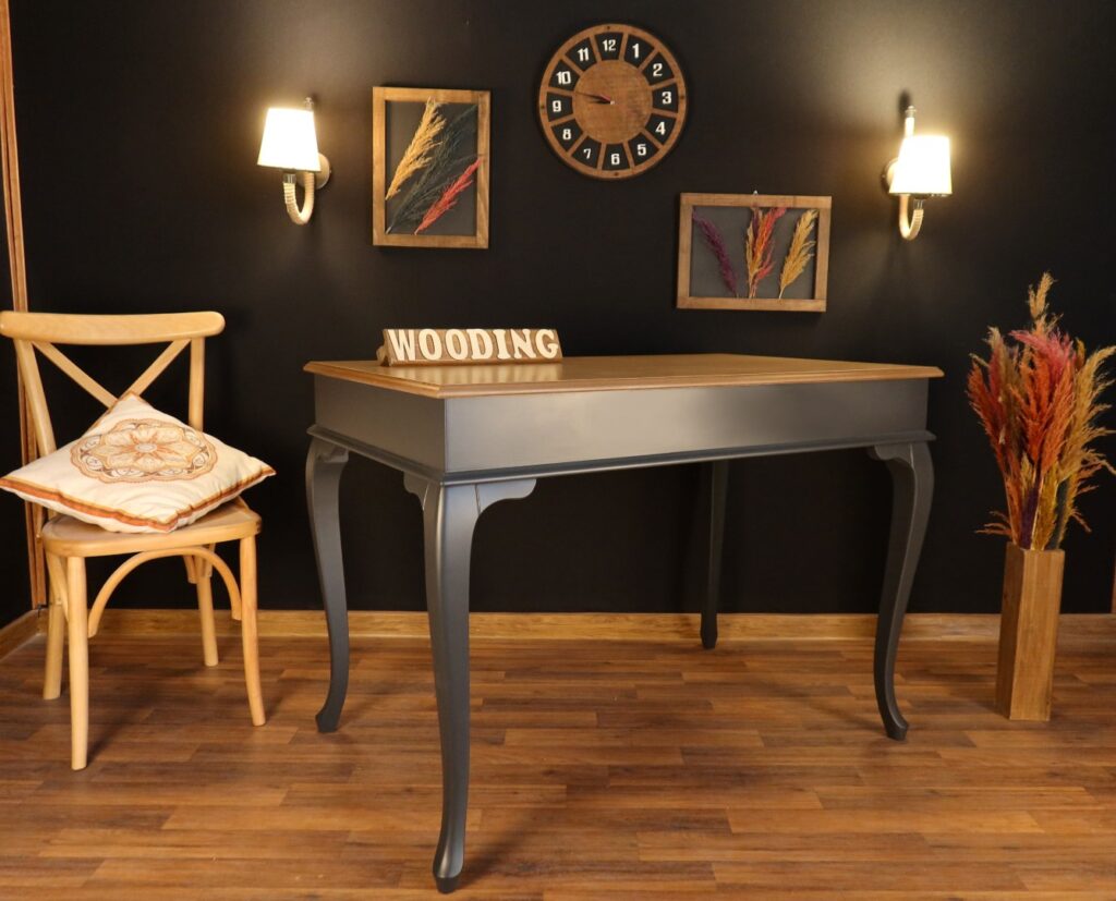 Wooding 120 Cm Masif Antrasit Naturel Yemek Masası - Görsel 2