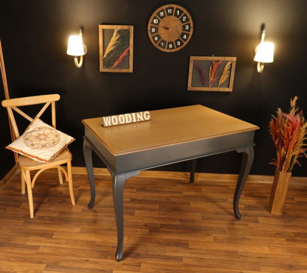 Wooding 120 Cm Masif Antrasit Naturel Yemek Masası - Görsel 3