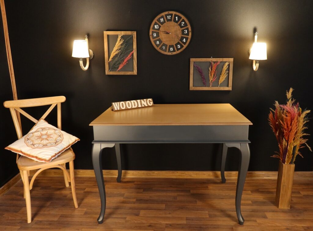 Wooding 120 Cm Masif Antrasit Naturel Yemek Masası
