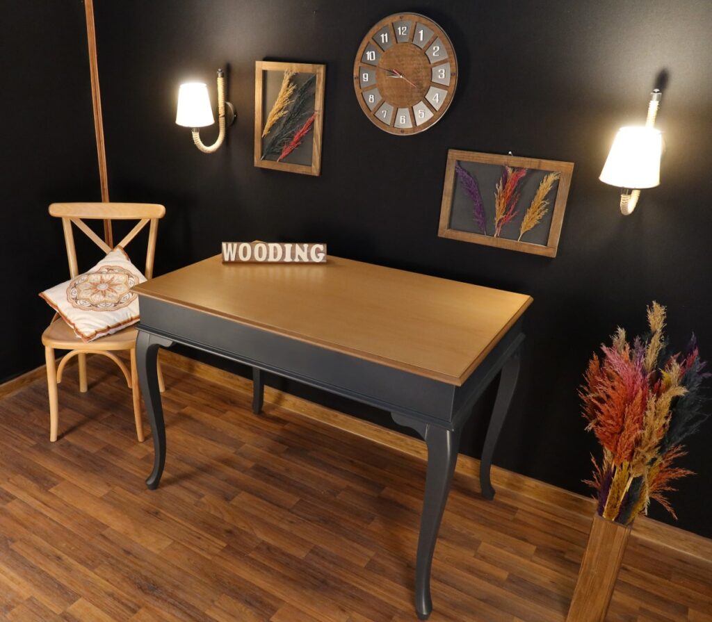 Wooding 120 Cm Masif Antrasit Naturel Yemek Masası - Görsel 5