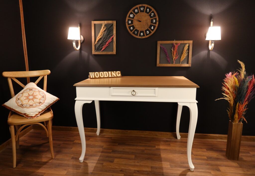 Wooding 100 Cm Masif Beyaz Naturel Çalışma Masası - Görsel 2