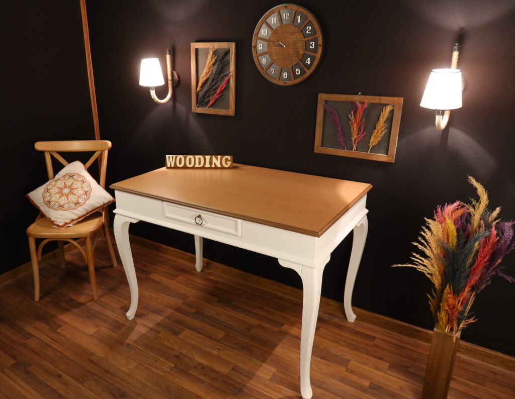 Wooding 100 Cm Masif Beyaz Naturel Çalışma Masası - Görsel 5