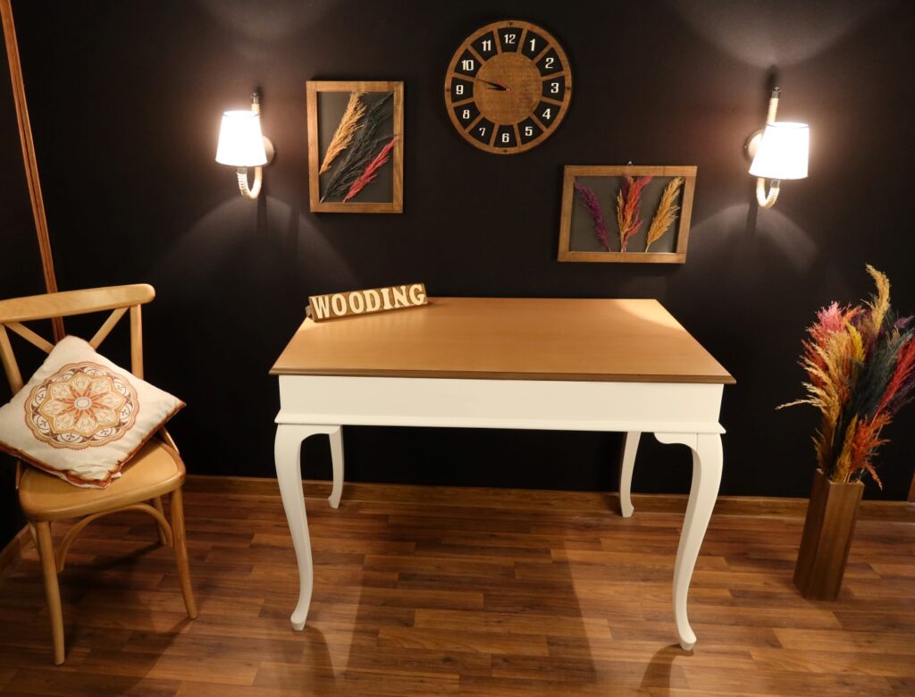 Wooding 120 Cm Masif Beyaz Naturel Yemek Masası - Görsel 3