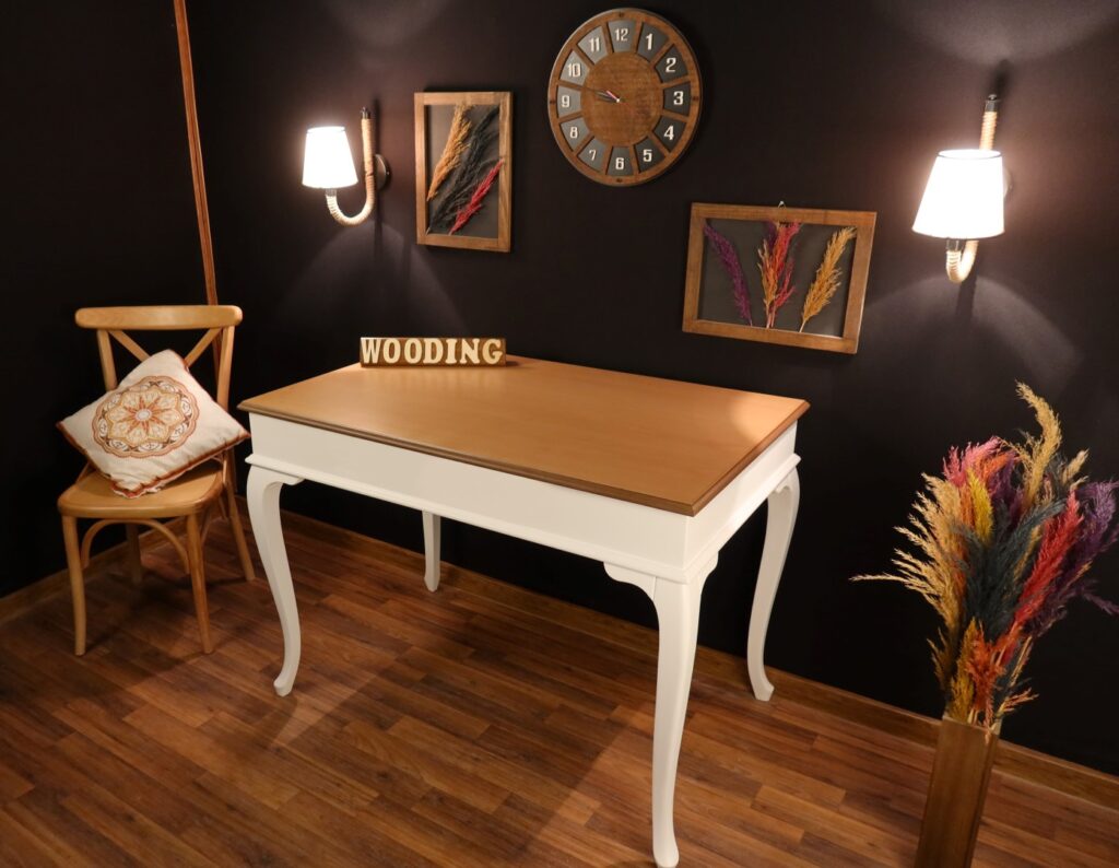 Wooding 120 Cm Masif Beyaz Naturel Yemek Masası - Görsel 5