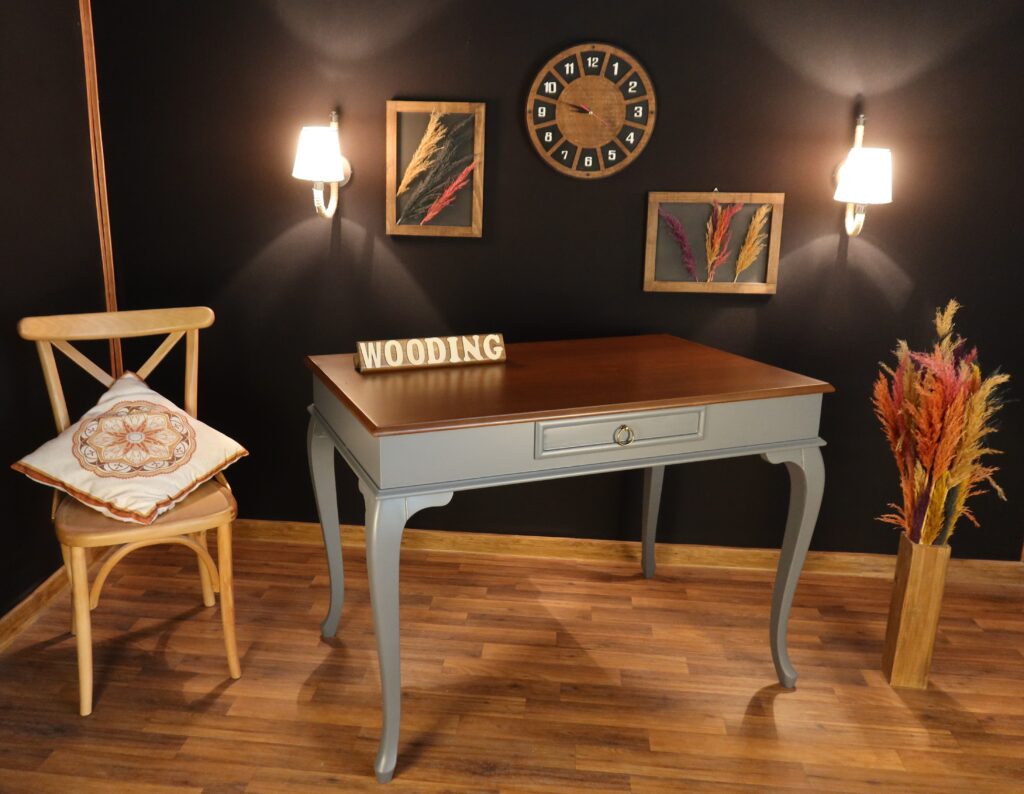 Wooding 100 Cm Masif Gri Ceviz Çalışma Masası - Görsel 2