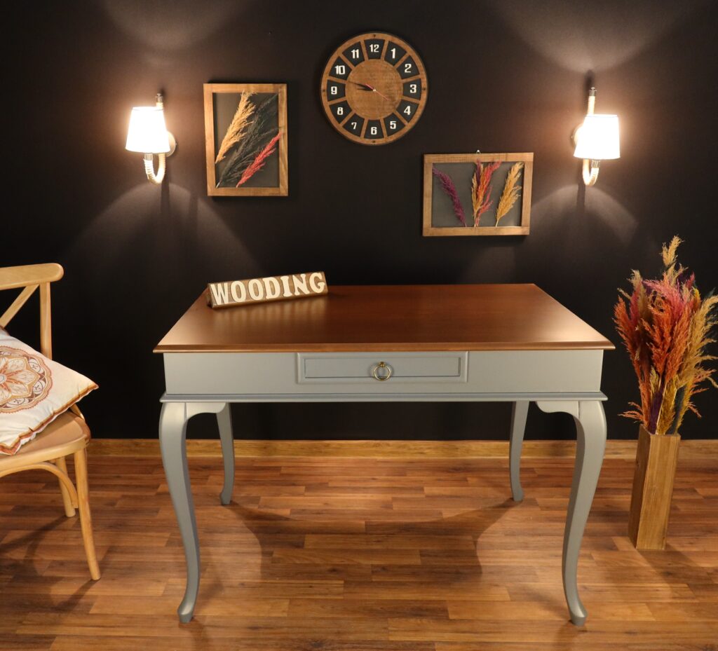 Wooding 100 Cm Masif Gri Ceviz Çalışma Masası - Görsel 3
