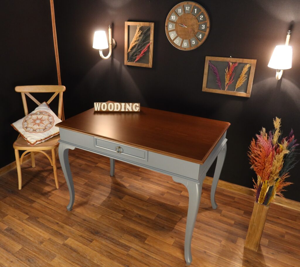 Wooding 100 Cm Masif Gri Ceviz Çalışma Masası - Görsel 4