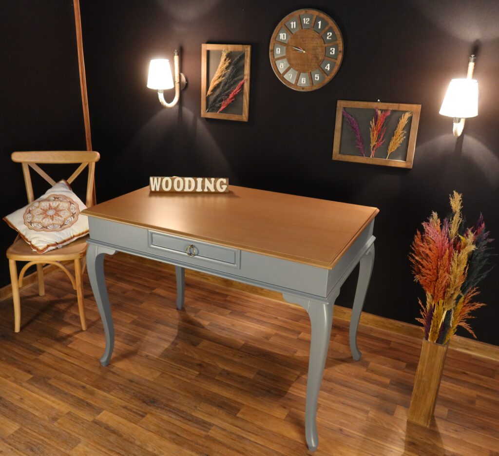 Wooding 120 Cm Masif Gri Naturel Çalışma Masası - Görsel 3