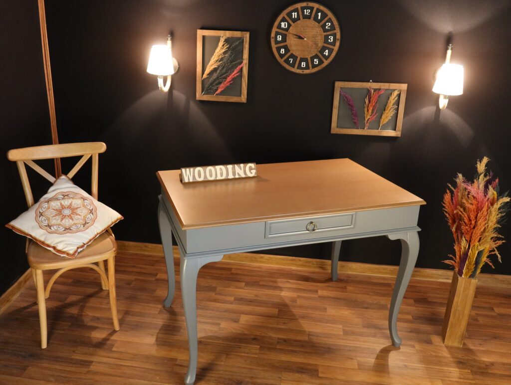 Wooding 120 Cm Masif Gri Naturel Çalışma Masası - Görsel 4