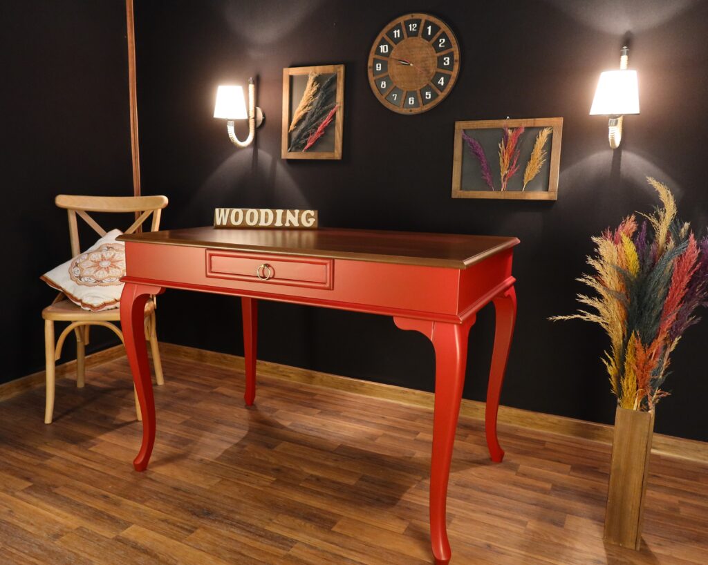 Wooding 100 Cm Masif Kırmızı Ceviz Çalışma Masası - Görsel 2