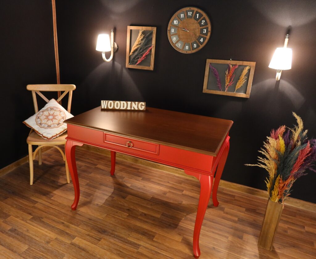 Wooding 100 Cm Masif Kırmızı Ceviz Çalışma Masası - Görsel 3