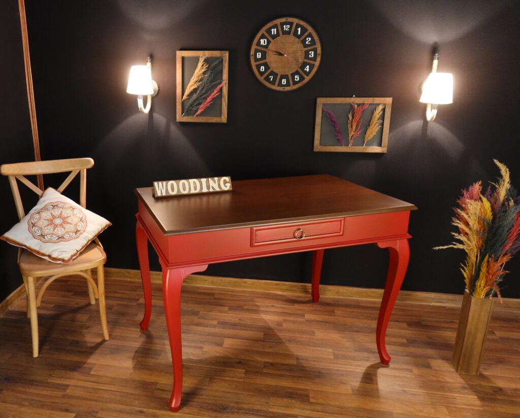 Wooding 100 Cm Masif Kırmızı Ceviz Çalışma Masası - Görsel 5