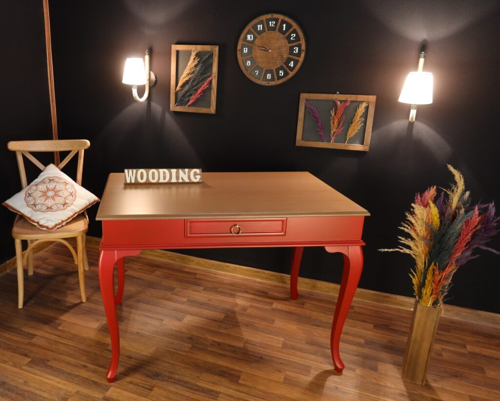 Wooding 100 Cm Masif Kırmızı Naturel Çalışma Masası - Görsel 3