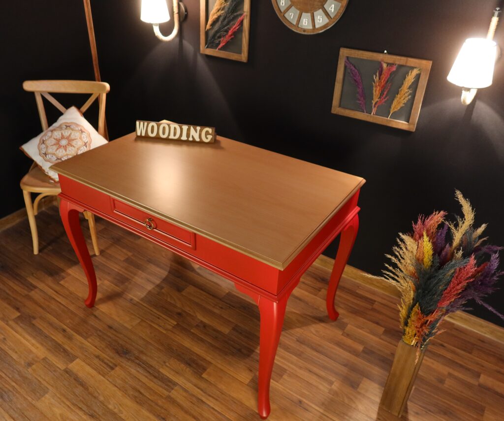 Wooding 100 Cm Masif Kırmızı Naturel Çalışma Masası - Görsel 4