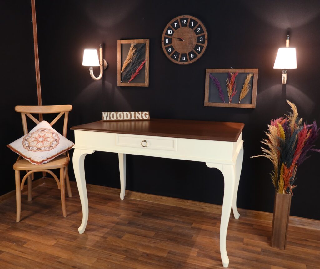 Wooding 100 Cm Masif Krem Ceviz Çalışma Masası - Görsel 4