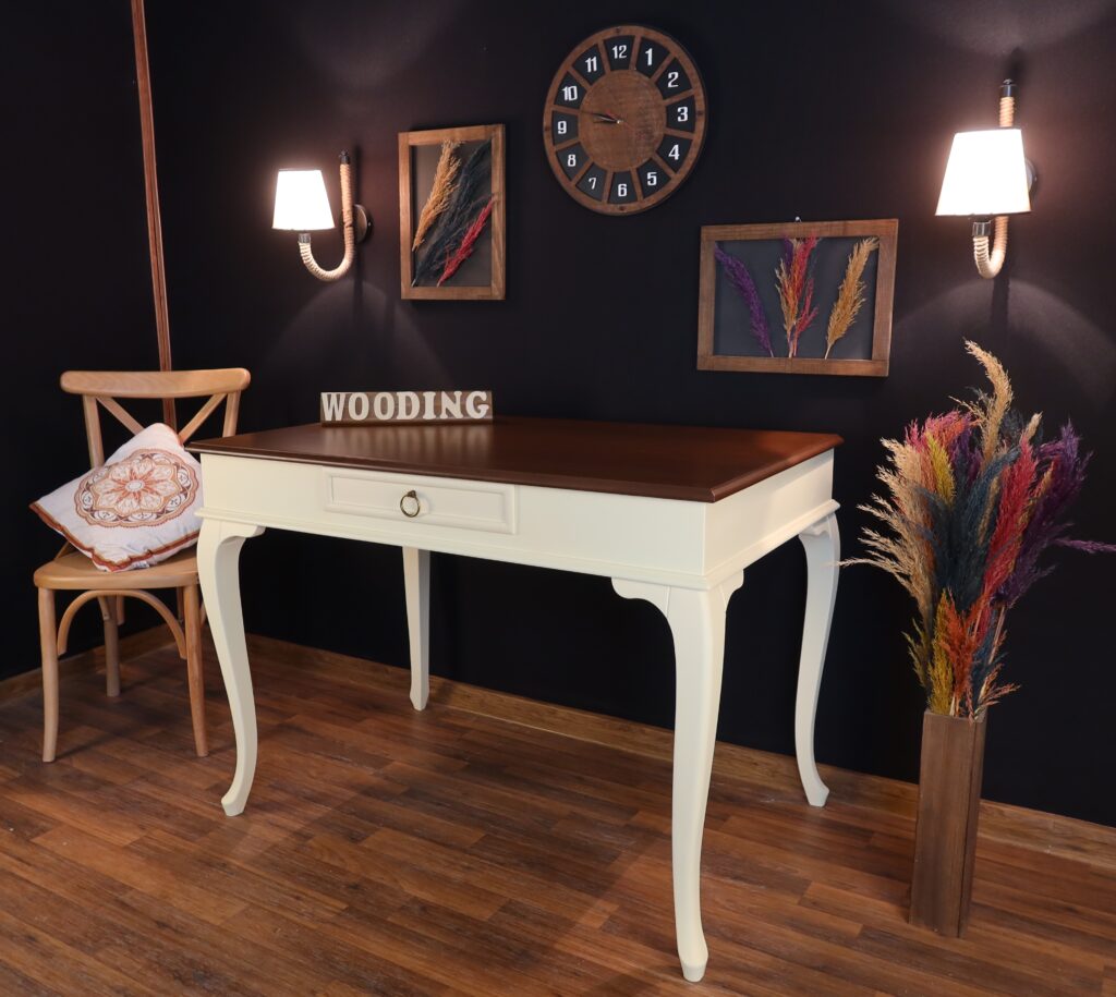 Wooding 100 Cm Masif Krem Ceviz Çalışma Masası - Görsel 5
