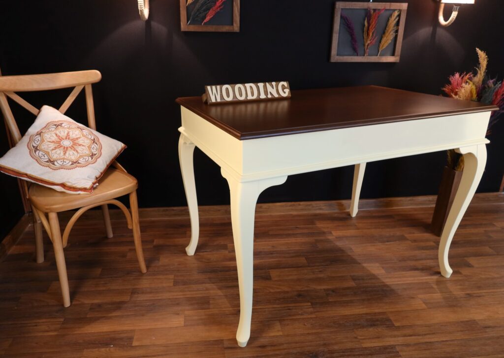 Wooding 100 Cm Masif Krem Ceviz Yemek Masası - Görsel 2