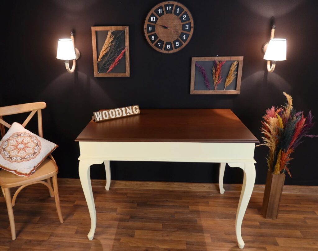 Wooding 100 Cm Masif Krem Ceviz Yemek Masası - Görsel 3
