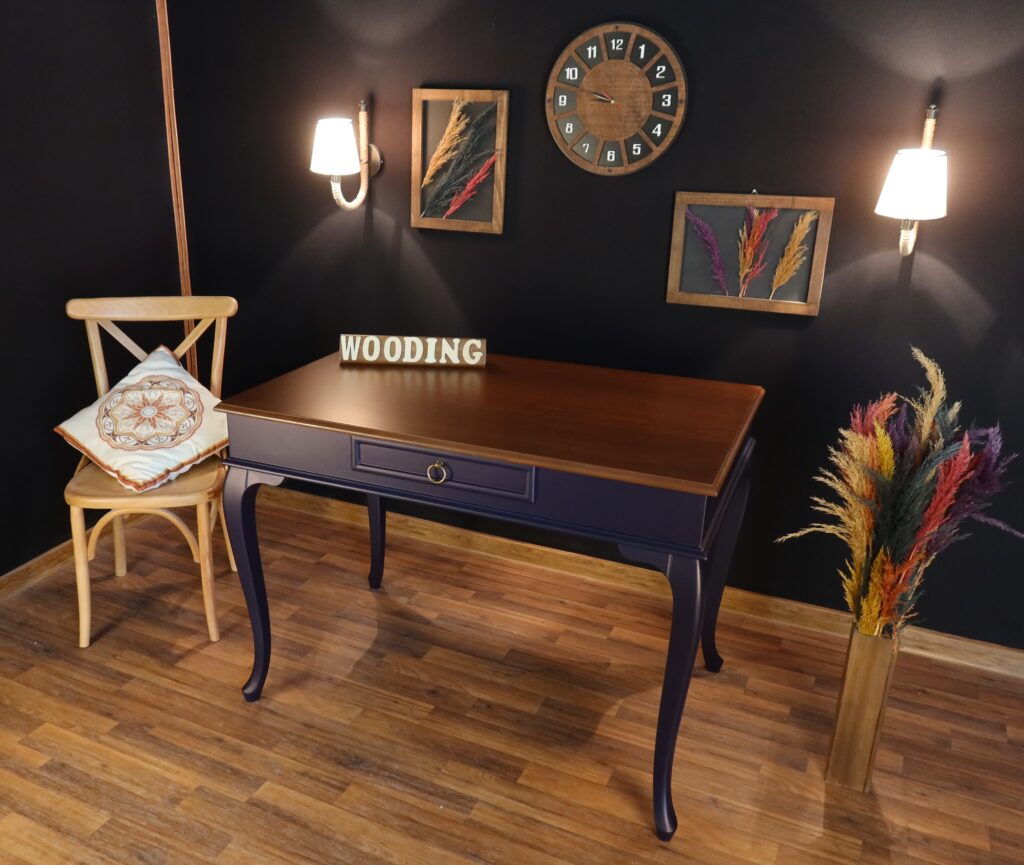 Wooding 100 Cm Masif Lacivert Ceviz Çalışma Masası - Görsel 2
