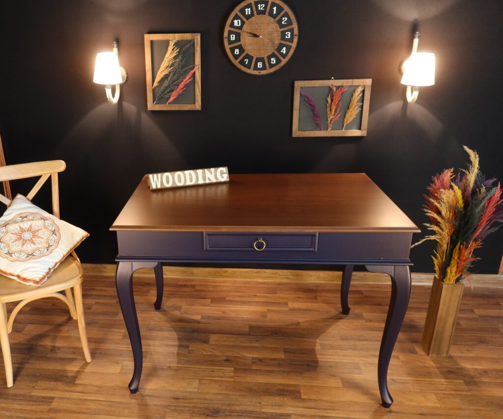 Wooding 100 Cm Masif Lacivert Ceviz Çalışma Masası - Görsel 3