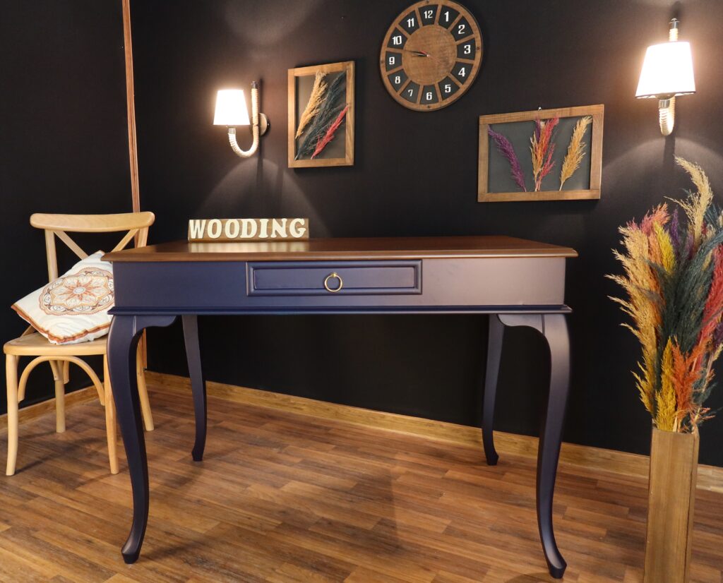 Wooding 100 Cm Masif Lacivert Ceviz Çalışma Masası - Görsel 4