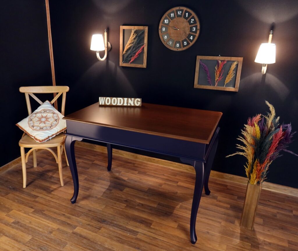 Wooding 100 Cm Masif Lacivert Ceviz Yemek Masası