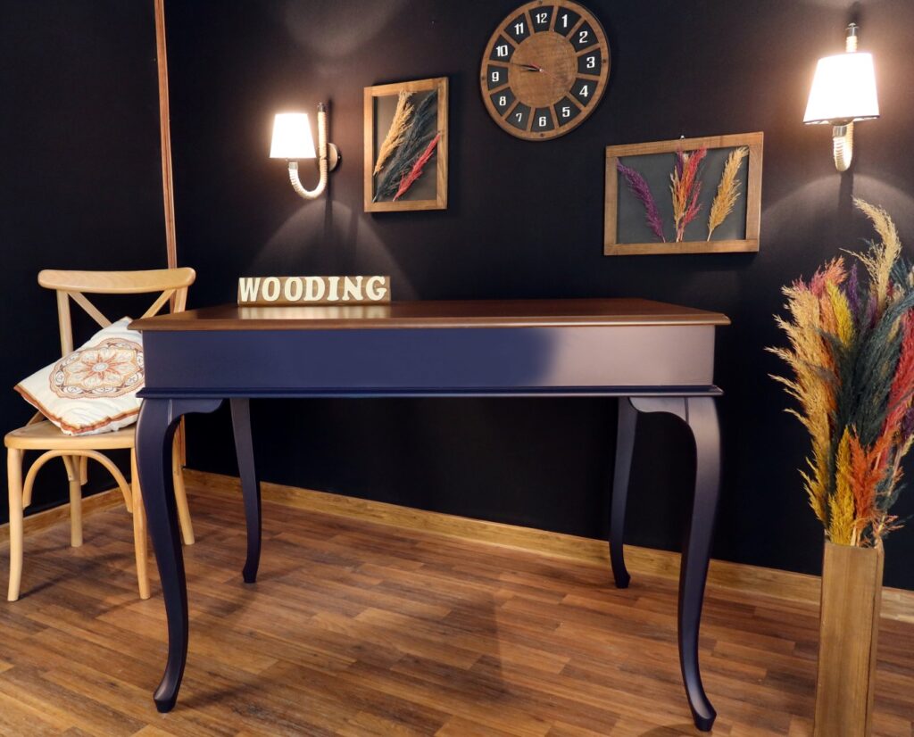 Wooding 100 Cm Masif Lacivert Ceviz Yemek Masası - Görsel 5
