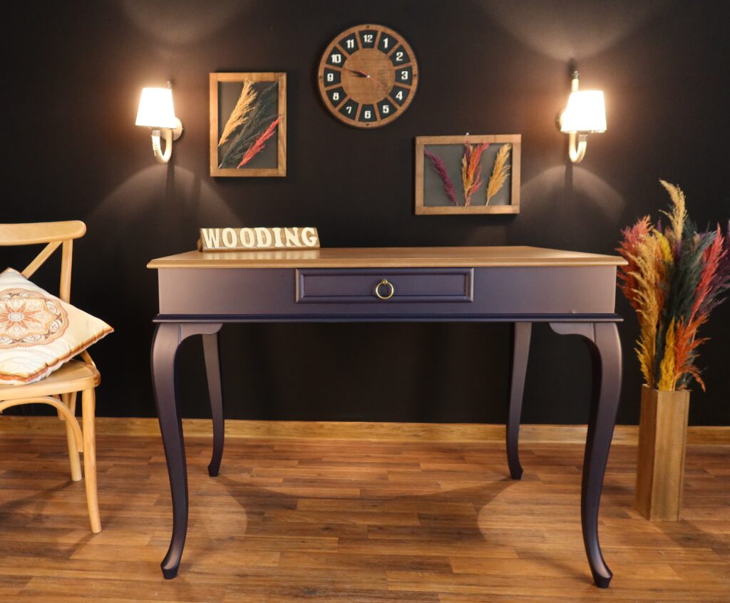 Wooding 100 Cm Masif Lacivert Naturel Çalışma Masası - Görsel 6