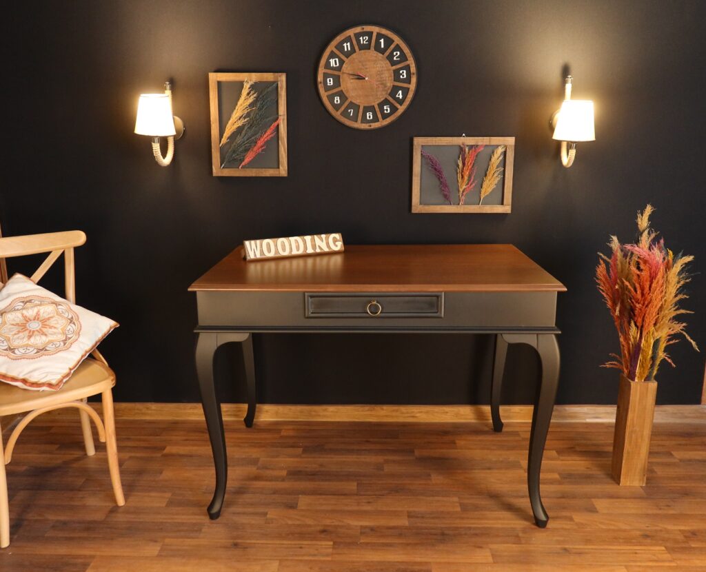 Wooding 100 Cm Masif Siyah Ceviz Çalışma Masası - Görsel 2