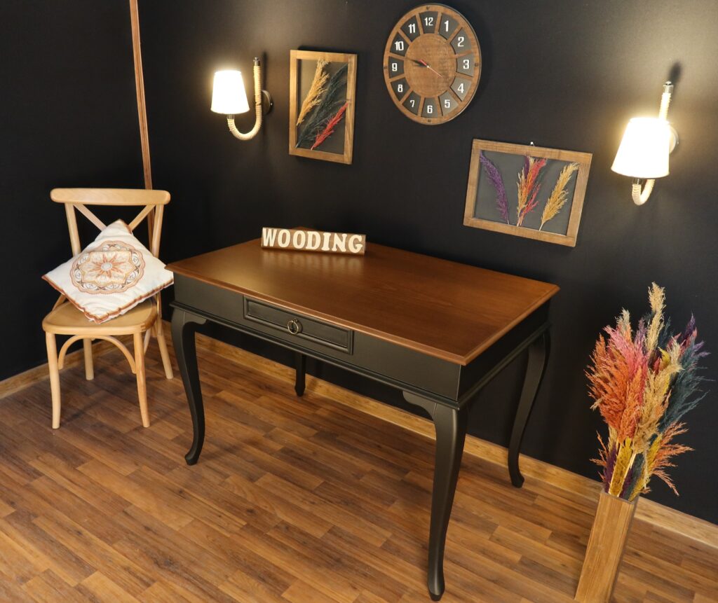 Wooding 100 Cm Masif Siyah Ceviz Çalışma Masası - Görsel 3