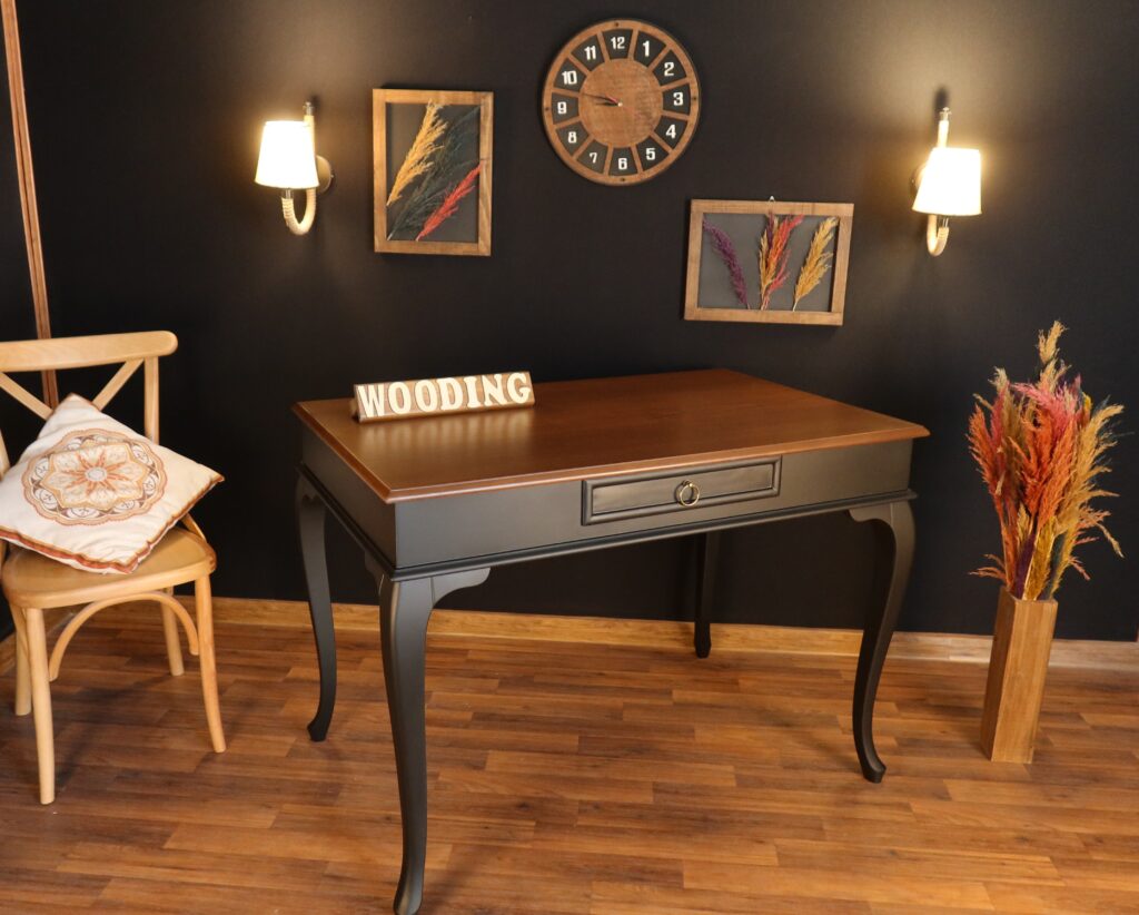 Wooding 100 Cm Masif Siyah Ceviz Çalışma Masası - Görsel 4