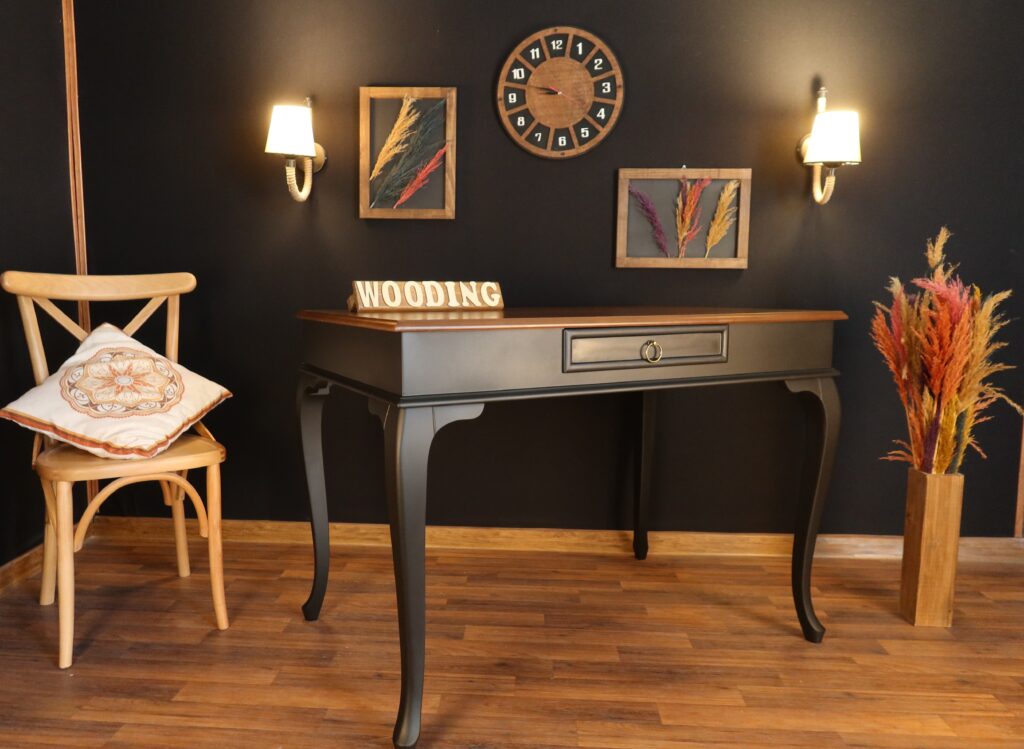 Wooding 100 Cm Masif Siyah Ceviz Çalışma Masası - Görsel 5