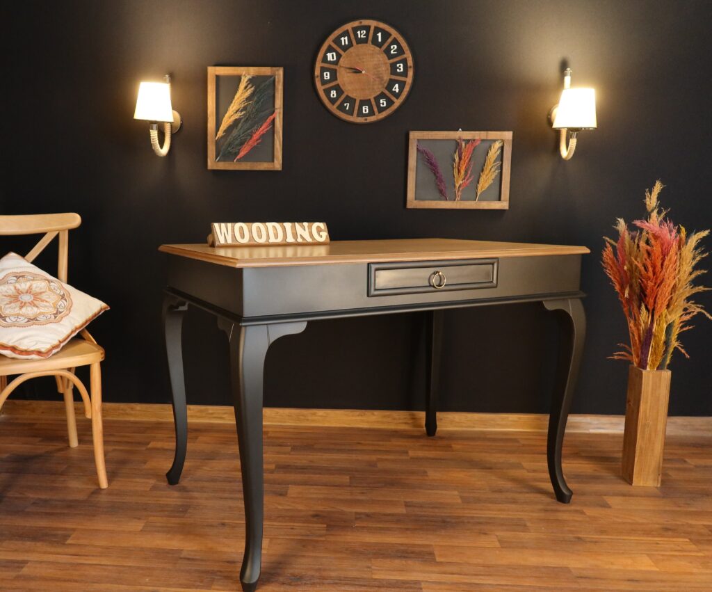 Wooding 120 Cm Masif Siyah Naturel Çalışma Masası - Görsel 3