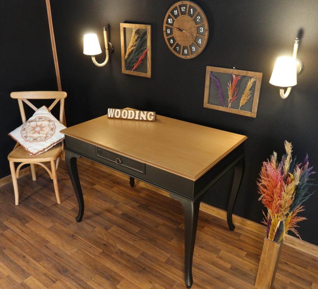 Wooding 120 Cm Masif Siyah Naturel Çalışma Masası - Görsel 4