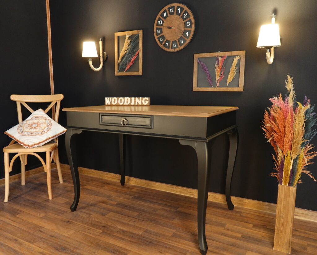 Wooding 120 Cm Masif Siyah Naturel Çalışma Masası - Görsel 5