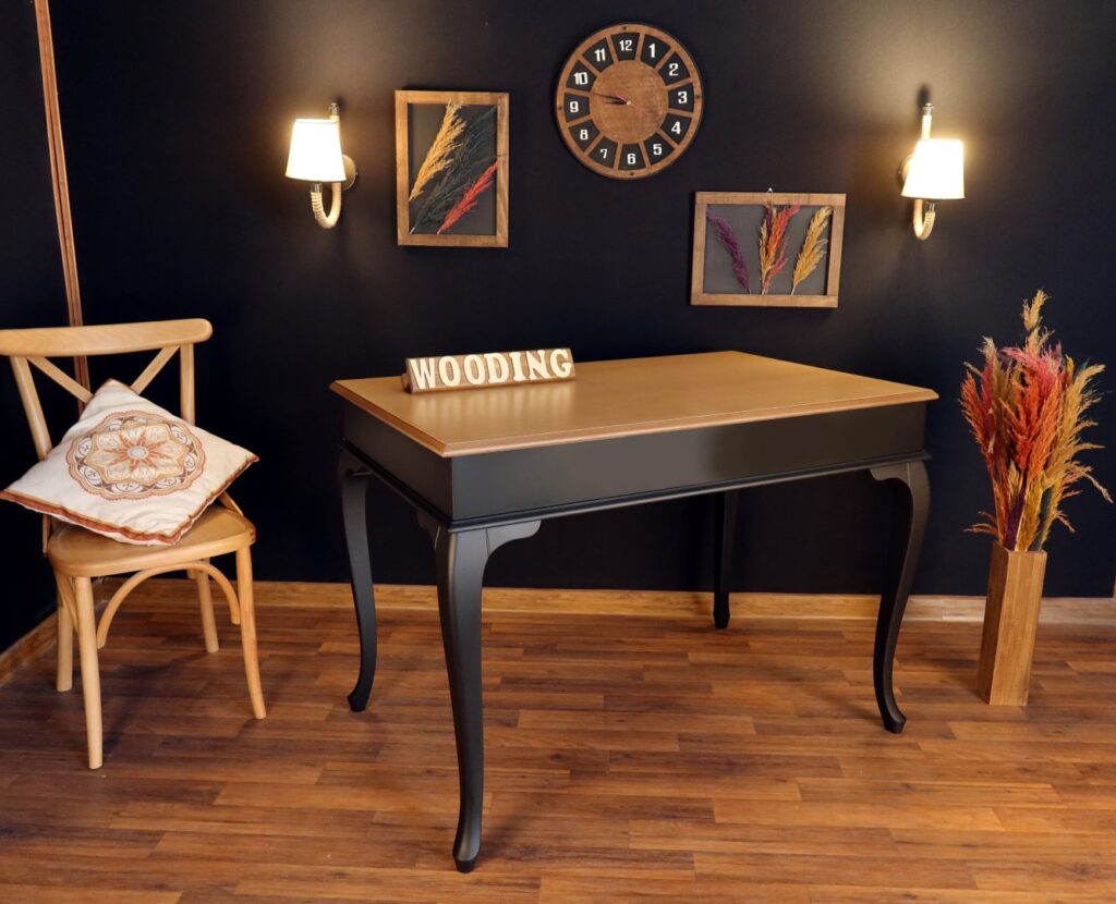 Wooding 120 Cm Masif Siyah Naturel Yemek Masası - Görsel 2