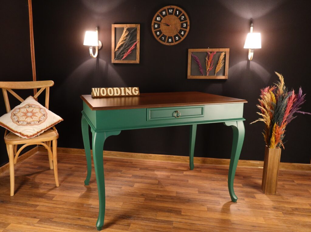 Wooding 120 Cm Masif Yeşil Ceviz Çalışma Masası - Görsel 2
