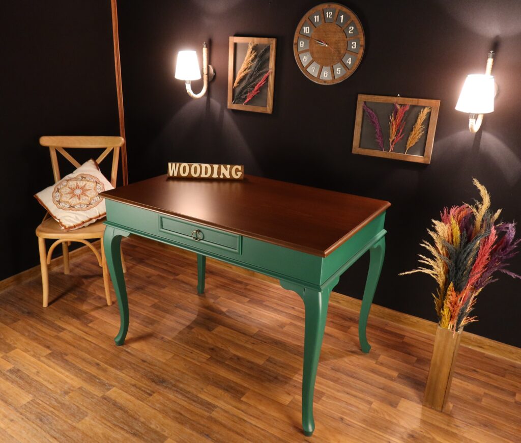 Wooding 120 Cm Masif Yeşil Ceviz Çalışma Masası - Görsel 4