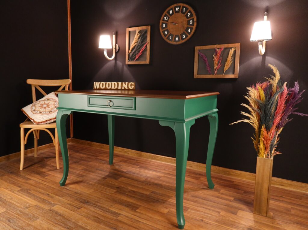 Wooding 120 Cm Masif Yeşil Ceviz Çalışma Masası - Görsel 5