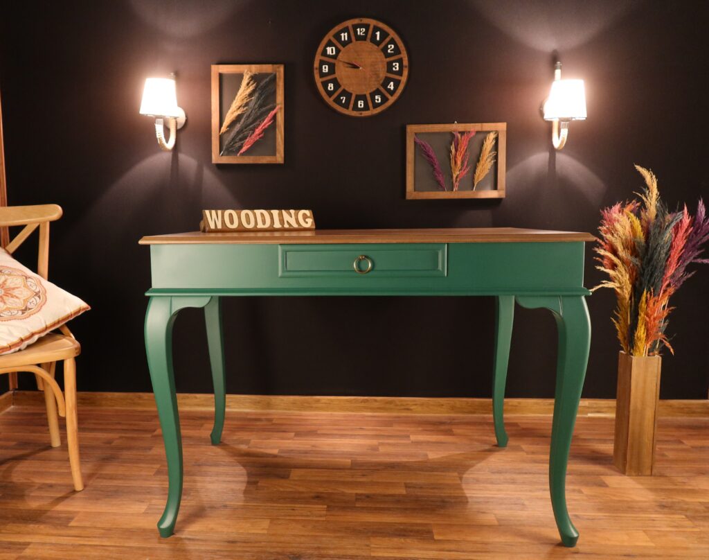 Wooding 100 Cm Masif Yeşil Naturel Çalışma Masası - Görsel 4