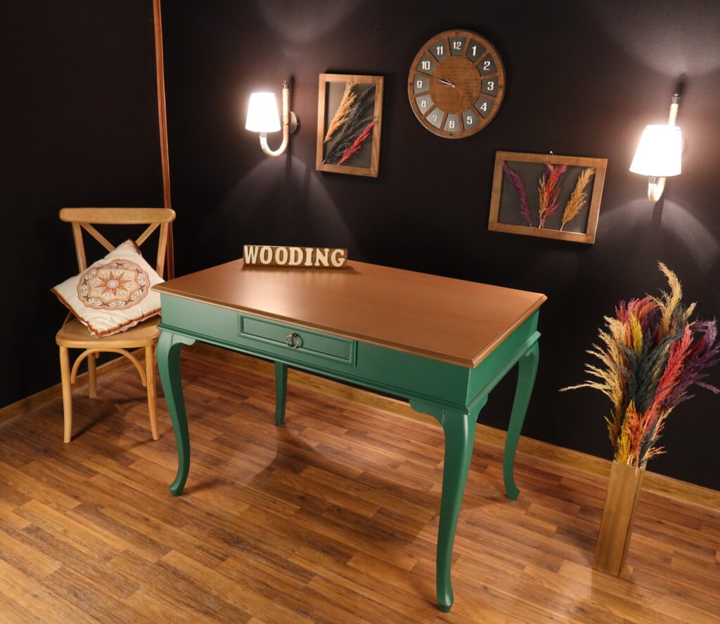 Wooding 100 Cm Masif Yeşil Naturel Çalışma Masası - Görsel 5