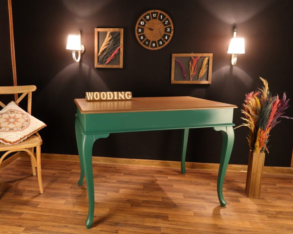 Wooding 100 Cm Masif Yeşil Naturel Yemek Masası - Görsel 2