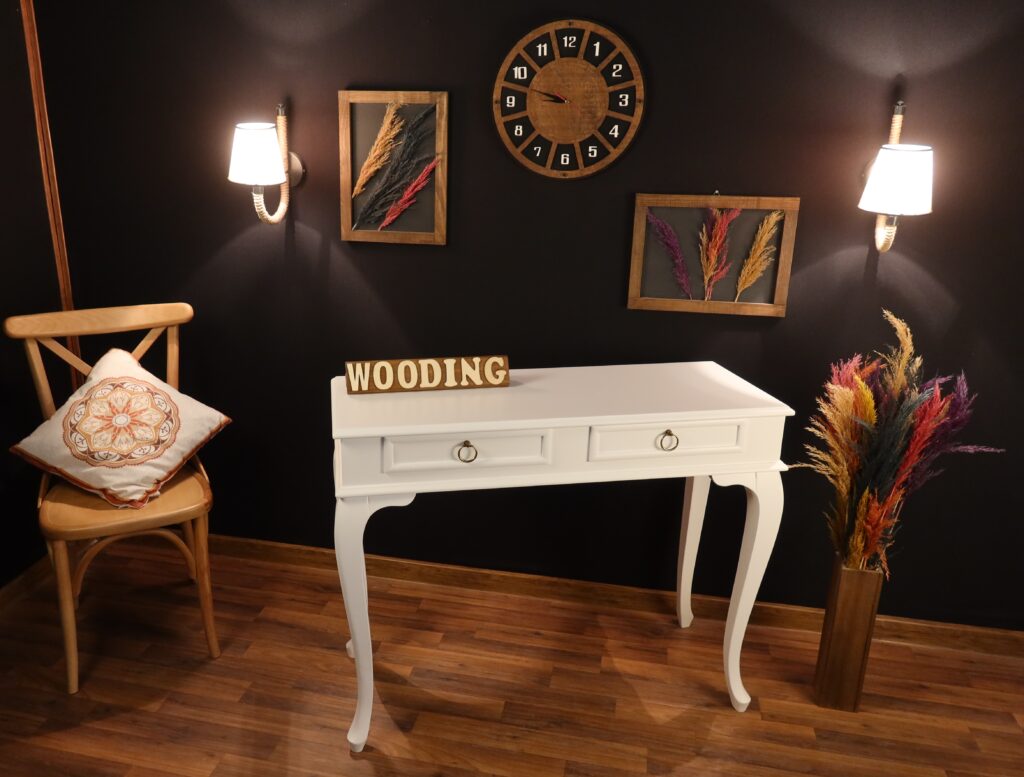 Wooding Mobilya 120 Cm Çekmeceli Masif Beyaz Dresuar - Görsel 2