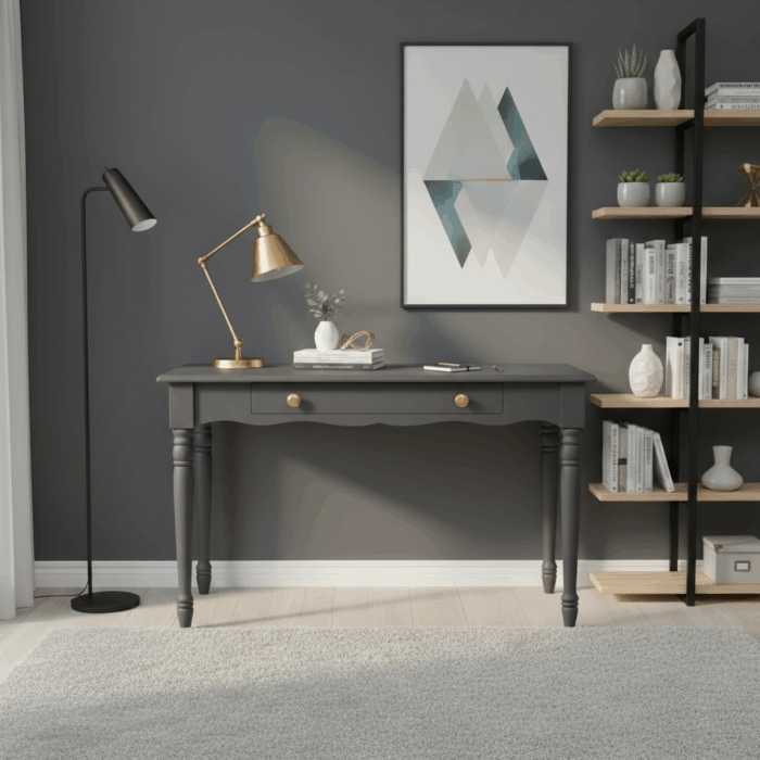 Wooding Mobilya 100 Cm Masif Antrasit Tornalı Çalışma Masası